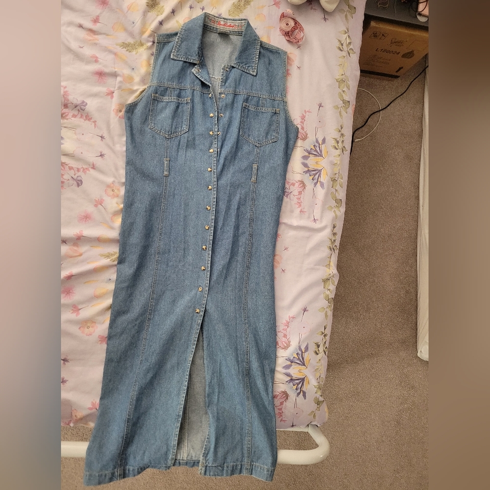 Speed Control Long Denim Button Dress - Picture 4 of 5